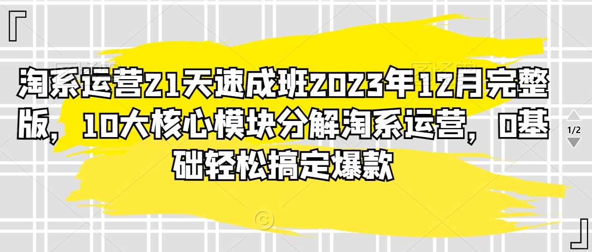 淘系运营21天速成班2023年12月完整版，10大核心模块分解淘系运营，0基础轻松搞定爆款-创客云联盟