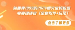 外面卖1999的2024爆火宝妈粉回收变现项目【全套软件+玩法】【揭秘】-创客云联盟