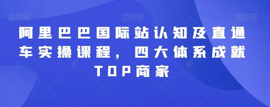 阿里巴巴国际站认知及直通车实操课程，四大体系成就TOP商家-创客云联盟