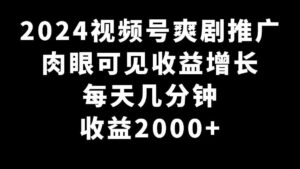 （9028期）2024视频号爽剧推广，肉眼可见的收益增长，每天几分钟收益2000+-创客云联盟