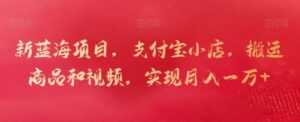 新蓝海项目,支付宝小店,搬运商品和视频,实现月入一万+【揭秘】-创客云联盟