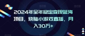 2024年全年稳定变现蓝海项目，烧脑小游戏直播，月入30万+【揭秘】-创客云联盟