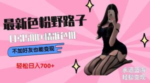 （9119期）最新色粉变现野路子，日引500+老色批 可不加好友直接变现 小白轻松日入700+-创客云联盟