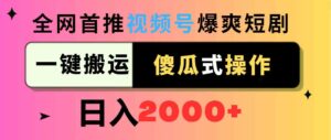 （9121期）视频号爆爽短剧推广，一键搬运，傻瓜式操作，日入2000+-创客云联盟