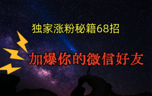 独家引流秘籍68招,深藏多年的压箱底,效果惊人,加爆你的微信好友!-创客云联盟
