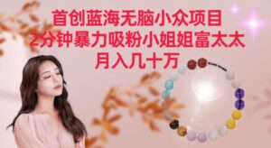 首创蓝海无脑小众项目，2分钟暴力吸粉小姐姐富太太，月入几十万-创客云联盟