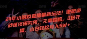 24年小游戏直播最新玩法！微恐游戏怪谈研究所，无需露脸，0粉开播，小白轻松月入5W+-创客云联盟