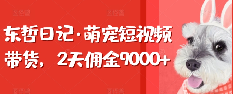 东哲日记·萌宠短视频带货，2天佣金9000+-创客云联盟