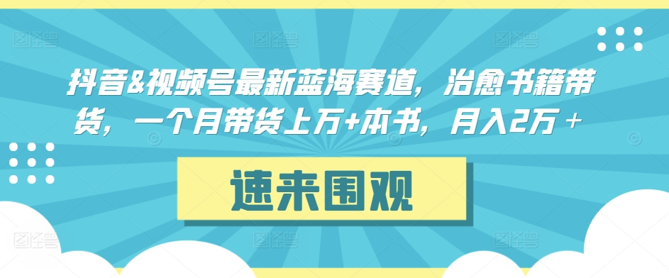 抖音&视频号最新蓝海赛道，治愈书籍带货，一个月带货上万+本书，月入2万＋-创客云联盟