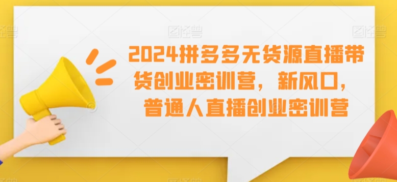 2024拼多多无货源直播带货创业密训营，新风口，普通人直播创业密训营-创客云联盟