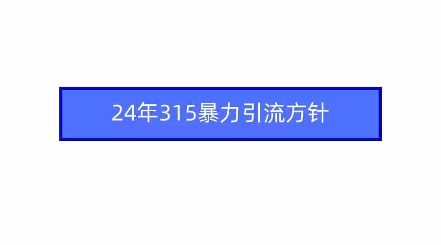 （9398期）2024年315暴力引流方针-创客云联盟