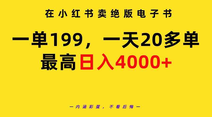 （9401期）在小红书卖绝版电子书，一单199 一天最多搞20多单，最高日入4000+教程+资料-创客云联盟