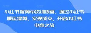 小红书混剪带货训练营，通过小红书搬运混剪，实现成交，开启小红书电商之旅-创客云联盟