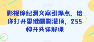 影视综纪漫文案引爆点，给你打开思维醍醐灌顶，255种开头详解课-创客云联盟