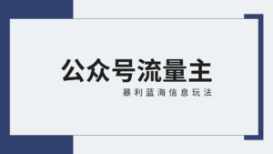 公众号流量主蓝海项目全新玩法攻略:30天收益42174元,送教程-创客云联盟
