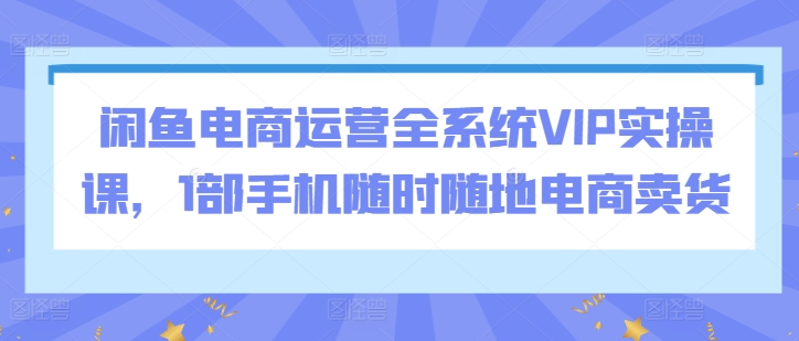 闲鱼电商运营全系统VIP实操课，1部手机随时随地电商卖货-创客云联盟
