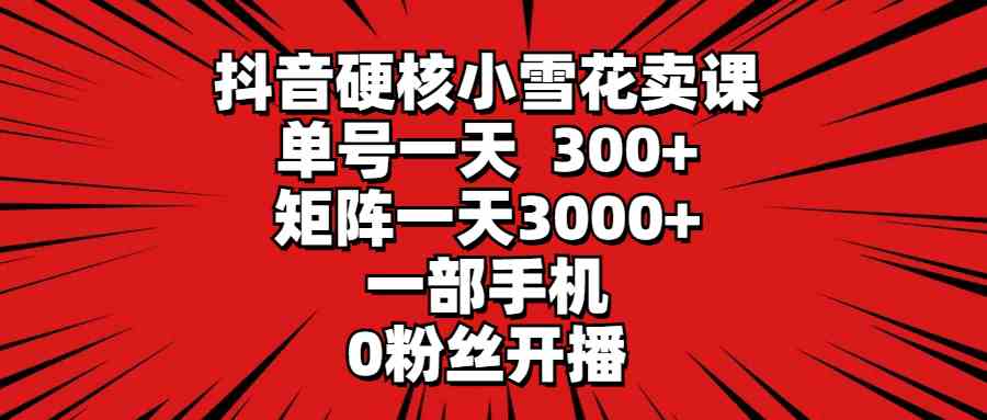 （9551期）抖音硬核小雪花卖课，单号一天300+，矩阵一天3000+，一部手机0粉丝开播-创客云联盟