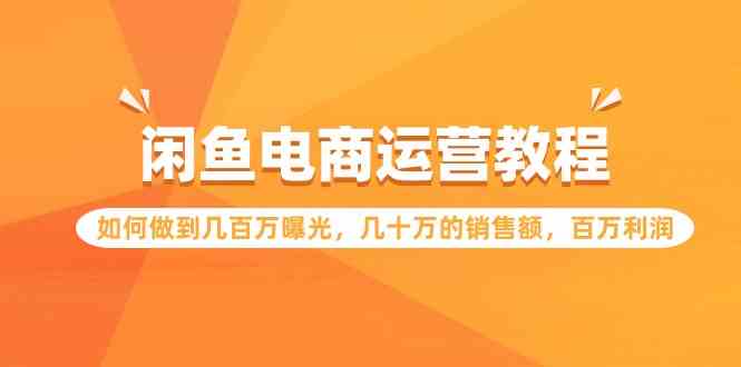 （9560期）闲鱼电商运营教程：如何做到几百万曝光，几十万的销售额，百万利润.-创客云联盟