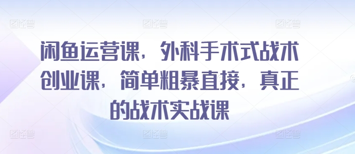 闲鱼运营课，外科手术式战术创业课，简单粗暴直接，真正的战术实战课-创客云联盟