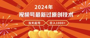 (9565期)2024年视频号最新过原创技术,当天起号,收入稳定,日入1000+-创客云联盟