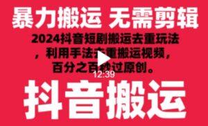 2024最新抖音搬运技术，抖音短剧视频去重，手法搬运，利用工具去重，达到秒过原创的效果-创客云联盟