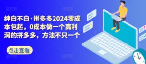 拼多多2024零成本包起,0成本做一个高利润的拼多多,方法不只一个-创客云联盟