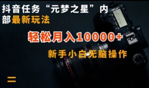 抖音任务“元梦之星”内部最新玩法，新手小白无脑操作，轻松月入10000+-创客云联盟