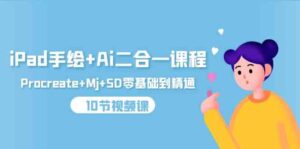 iPad手绘+Ai二合一课程，Procreate+Mj+SD零基础到精通（25节视频课）-创客云联盟