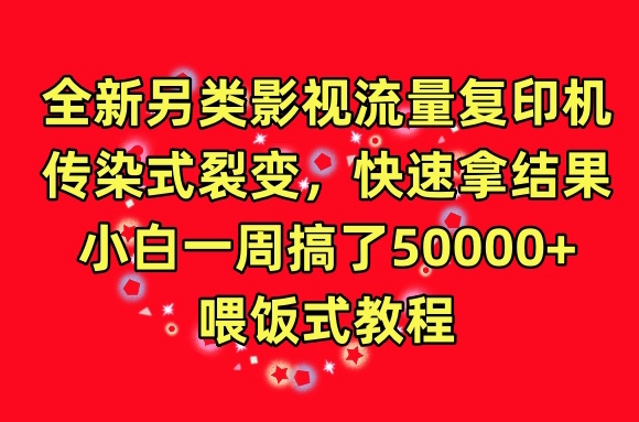 全新另类影视流量复印机，传染式裂变，快速拿结果，小白一周搞了50000+，喂饭式教程-创客云联盟