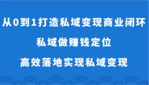 从0到1打造私域变现商业闭环-私域做赚钱定位，高效落地实现私域变现-创客云联盟