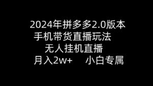 (9768期)2024年拼多多2.0版本,手机带货直播玩法,无人挂机直播, 月入2w+, 小…-创客云联盟