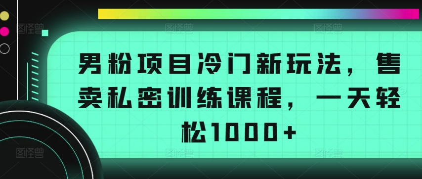 男粉项目冷门新玩法，售卖私密训练课程，一天轻松1000+-创客云联盟