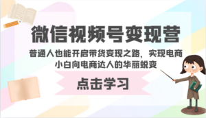 微信视频号变现营-普通人也能开启带货变现之路,实现电商小白向电商达人的华丽蜕变-创客云联盟