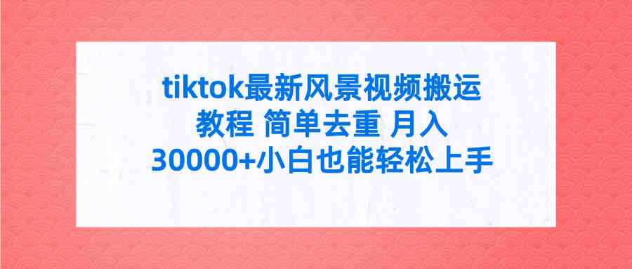 （9804期）tiktok最新风景视频搬运教程 简单去重 月入30000+附全套工具-创客云联盟