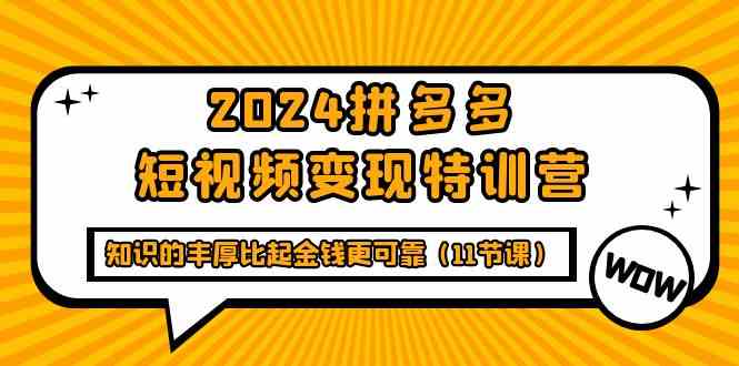 2024拼多多短视频变现特训营，知识的丰厚比起金钱更可靠（11节课）-创客云联盟