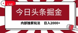 (9832期)今日头条掘金,30秒一篇文章,内部独家玩法,日入2000+-创客云联盟