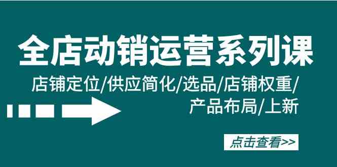 （9845期）全店·动销运营系列课：店铺定位/供应简化/选品/店铺权重/产品布局/上新-创客云联盟