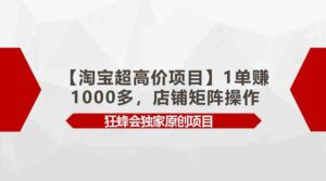 (9849期)【淘宝超高价项目】1单赚1000多,店铺矩阵操作-创客云联盟