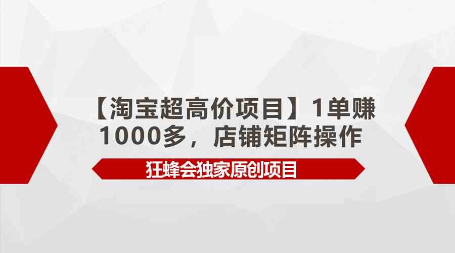 （9849期）【淘宝超高价项目】1单赚1000多，店铺矩阵操作-创客云联盟