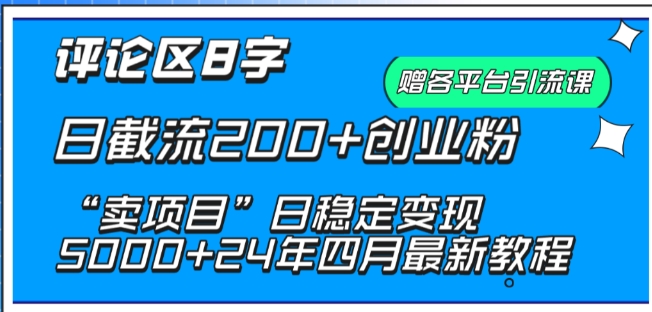 抖音评论区8字日截流200+创业粉 “卖项目”日稳定变现5000+-创客云联盟