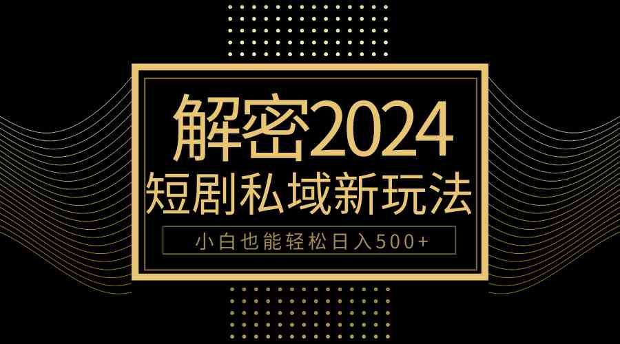 （9951期）10分钟教会你2024玩转短剧私域变现，小白也能轻松日入500+-创客云联盟