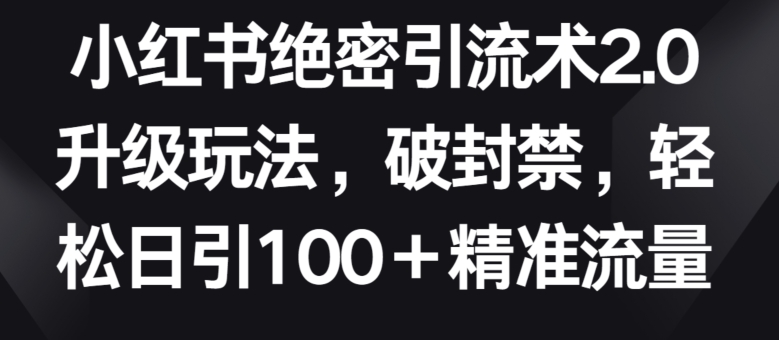小红书绝密引流术2.0升级玩法，破封禁，轻松日引100+精准流量-创客云联盟
