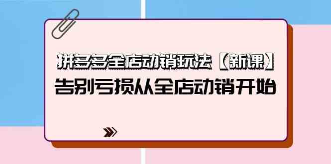 （9974期）拼多多全店动销玩法【新课】，告别亏损从全店动销开始（4节视频课）-创客云联盟