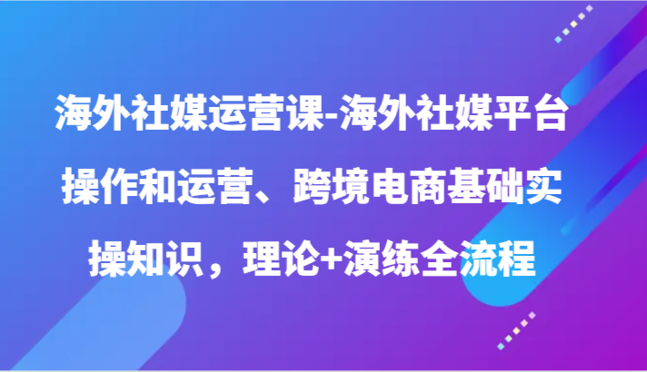 海外社媒运营课-海外社媒平台操作和运营、跨境电商基础实操知识，理论+演练全流程-创客云联盟