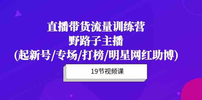 （10016期）直播带货流量特训营，野路子主播(起新号/专场/打榜/明星网红助博)19节课-创客云联盟
