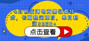 4月份蓝海电商撸收益技术，长期稳定项目，单月利润5000+-创客云联盟