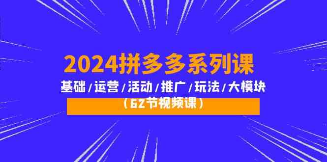 2024拼多多系列课：基础/运营/活动/推广/玩法/大模块（62节视频课）-创客云联盟