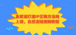 自然流打造IP正确方法线上课,自然流短视频教程-创客云联盟