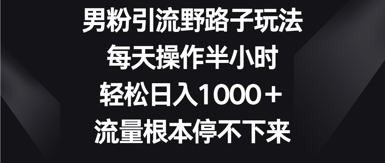 男粉引流野路子玩法，每天操作半小时轻松日入1000＋，流量根本停不下来-创客云联盟