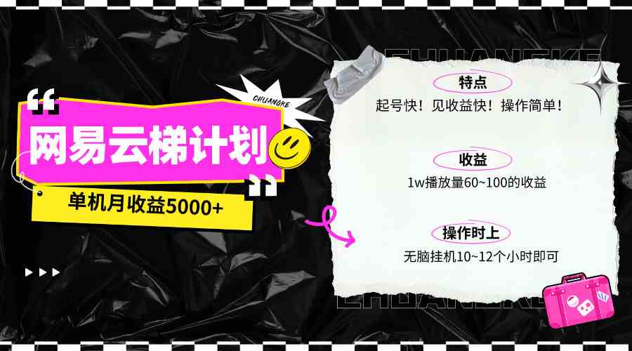 （10063期）最新网易云梯计划网页版，单机月收益5000+！可放大操作-创客云联盟
